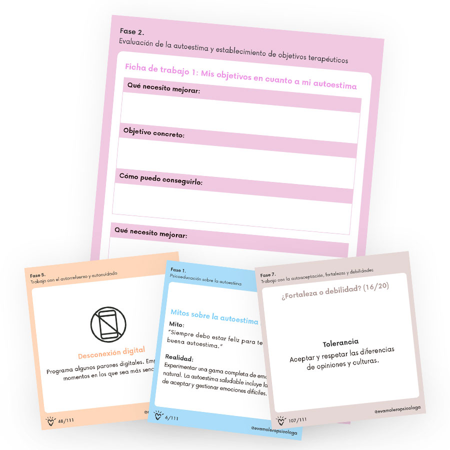 Material psicológico para trabajar la AUTOESTIMA en la consulta de Psicología